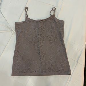 Taupe lace front tank top